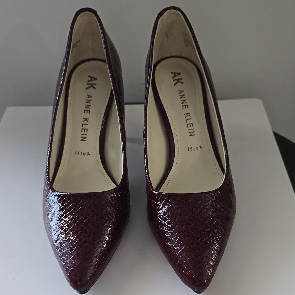 Anne Klein Wine Textured Pointed-Toe Pumps